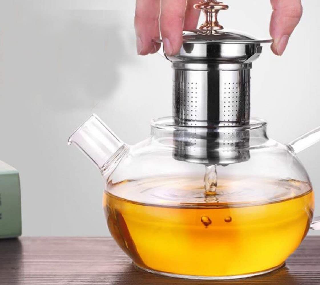 SKYBORN Glass Teapot with SS Infuser & Lid, Completely Safe to use on Gas Stove 1000 ML