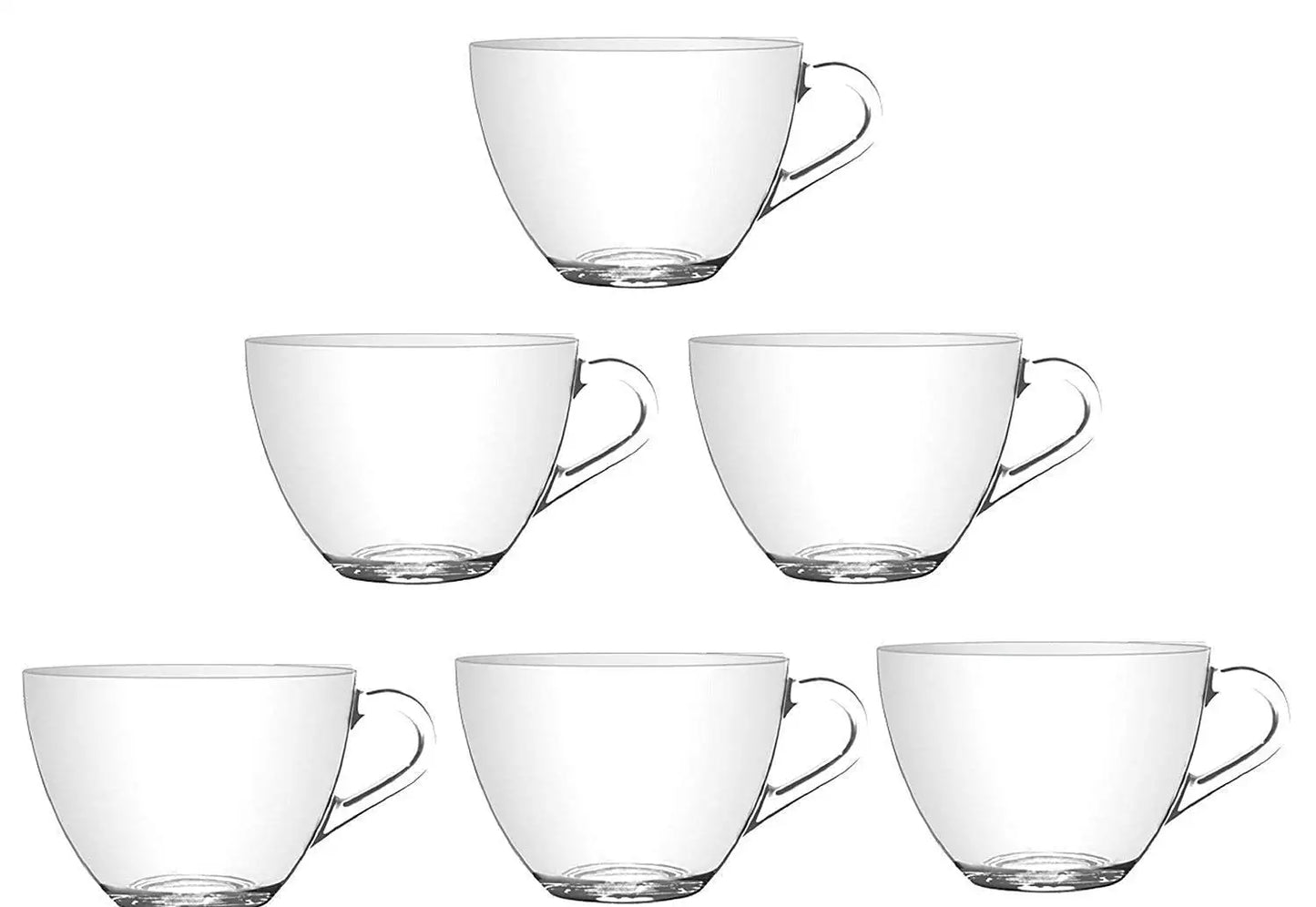 Italian Design Glass Tea and Coffee Cup 210 ml - Set of 6