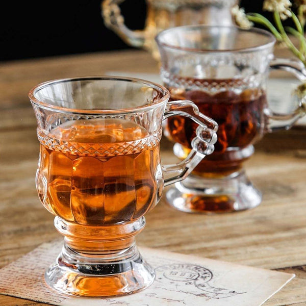 Glass Tea Cup, Coffee Mugs with Handle-Royal tea cup (150ML)