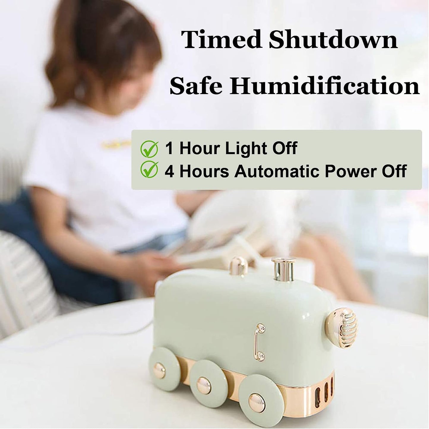 Mini Train USB Humidifier, Mini Personal Portable Small Humidifier with LED Light