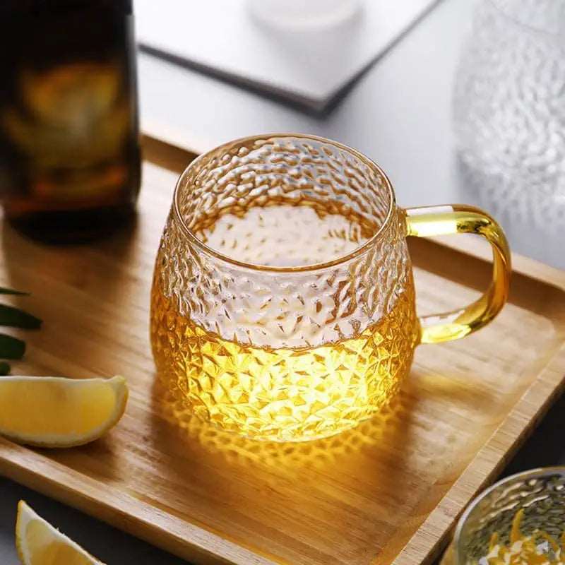 Decor Mart textured cups with Golden Handle Set of 2
