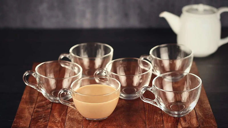 Italian Design Glass Tea and Coffee Cup 210 ml - Set of 6