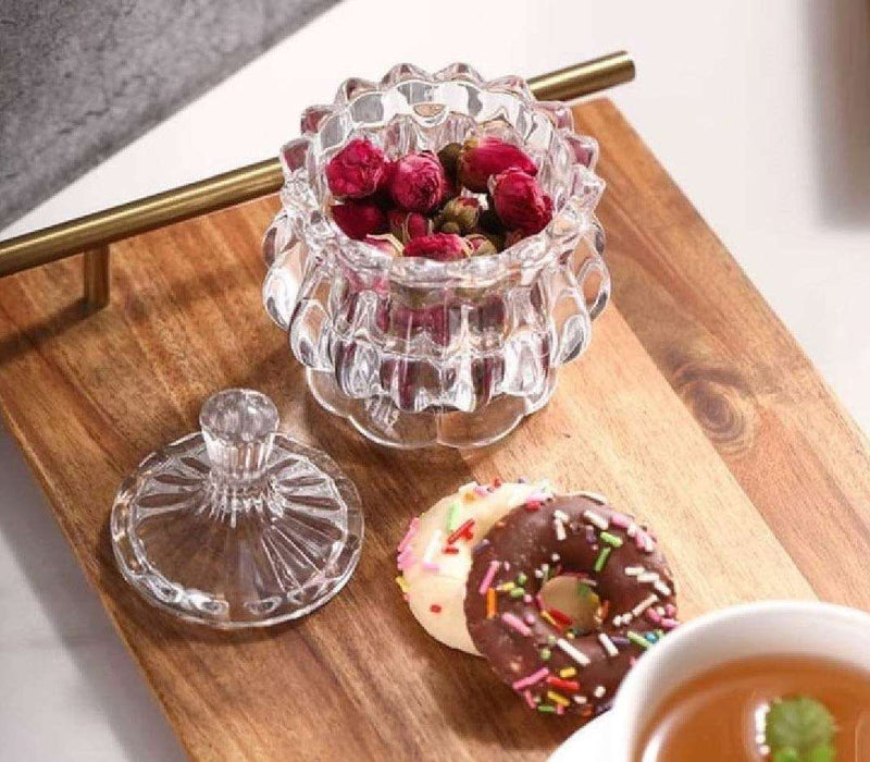 Multi-Purpose Sugar Candy Transparent Jar/Bowl with Lid- Pack of 1