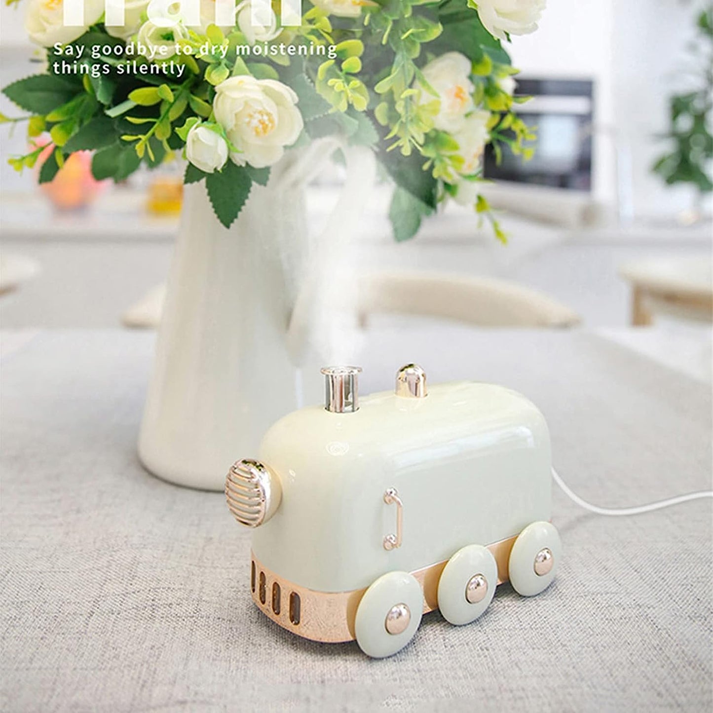 Mini Train USB Humidifier, Mini Personal Portable Small Humidifier with LED Light