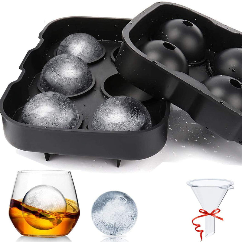 Silicone Ice Cube Mold 6 Cubes 2 Spheres Black Rubber Ice Cube Trays