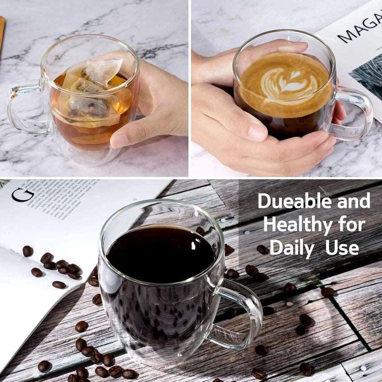 Double Walled Insulated Mug with Handle, Perfect for Hot & Cold Drinks 280ml