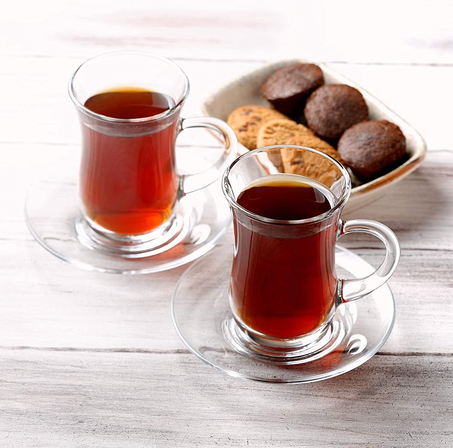 Turkish Tea Set, Modern Turkish Tea Glasses & Saucers Set (Pack Of 6)