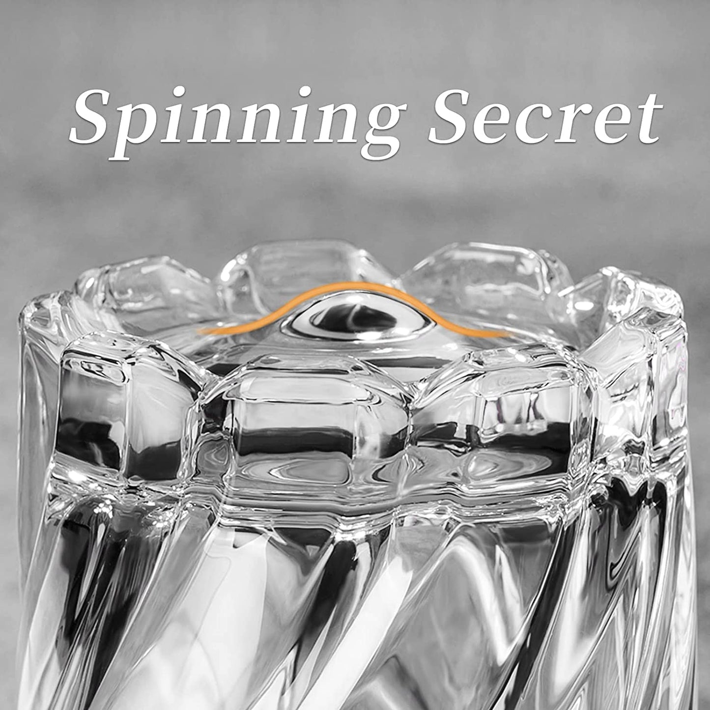 Crystal Hidden Rotating Whiskey Glass - 300 ML(Pack Of 6)