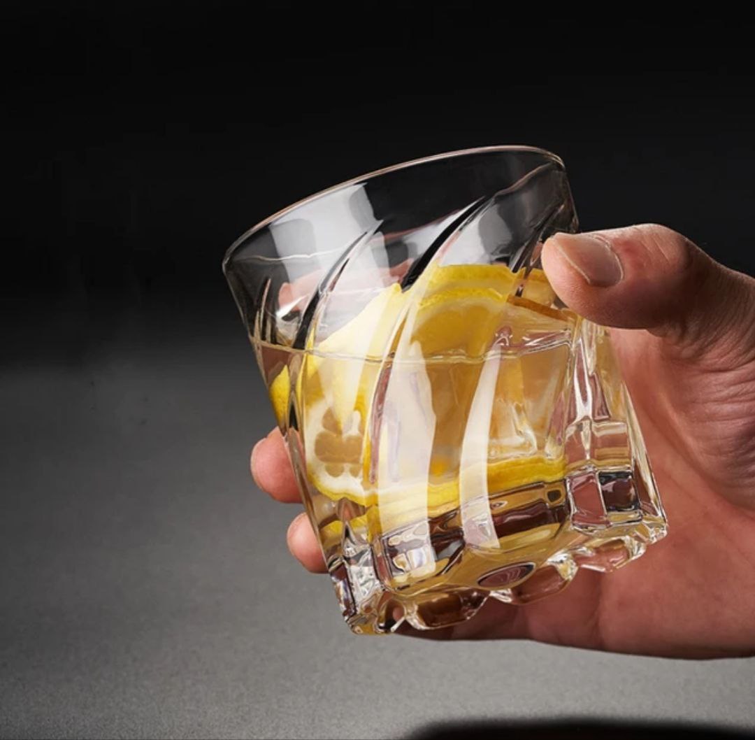 Crystal Hidden Rotating Whiskey Glass - 300 ML(Pack Of 6)