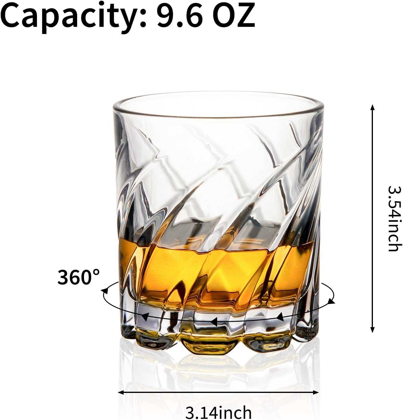 Crystal Hidden Rotating Whiskey Glass - 300 ML(Pack Of 6)