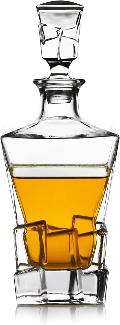 CLEAR CRYSTAL ICEBERG DESIGN SINGLE WHISKEY DECANTER - 800ML