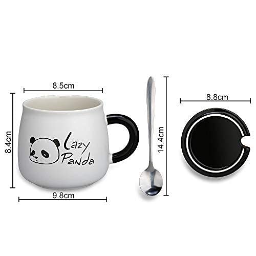Ceramic Lazy Panda Printed Coffee Mug Lid & Spoon -300 ML (Pack Of 1)