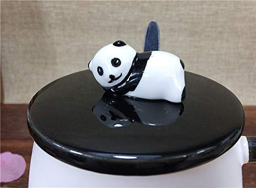Ceramic Lazy Panda Printed Coffee Mug Lid & Spoon -300 ML (Pack Of 1)