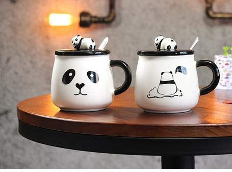 Ceramic Panda Printed Coffee Mug with Lid & Spoon - 300 ml (Pack Of 1)