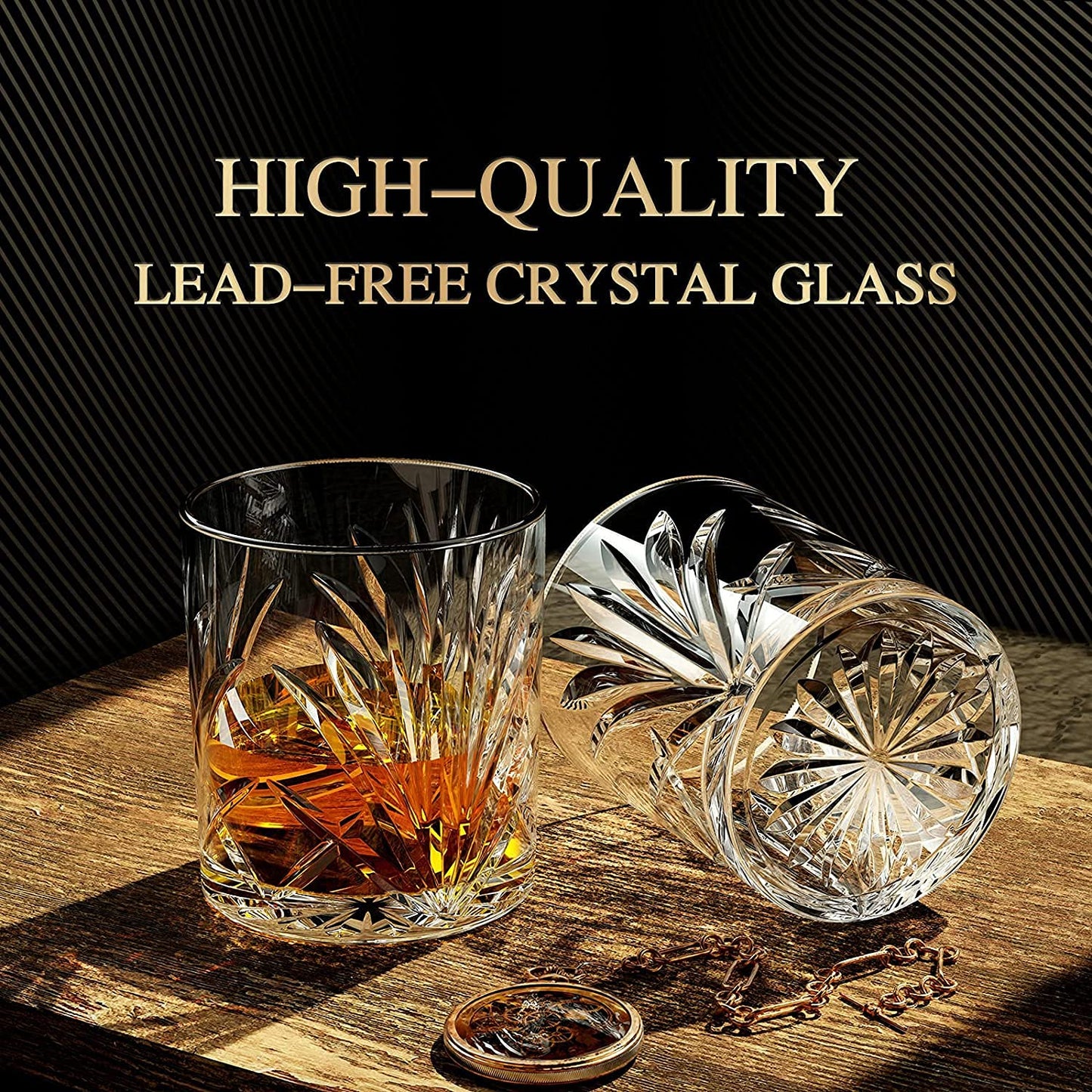 Crystal Clear Fashioned Whiskey Glass (300 ML)(Pack Of 6)