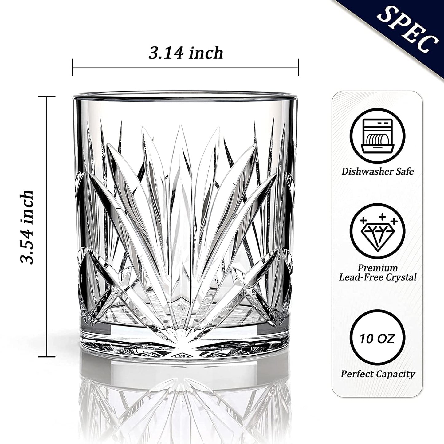 Crystal Clear Fashioned Whiskey Glass (300 ML)(Pack Of 6)