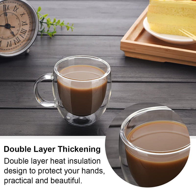 Double Layer Mug with Handle Heat (80ml) (1Pcs)