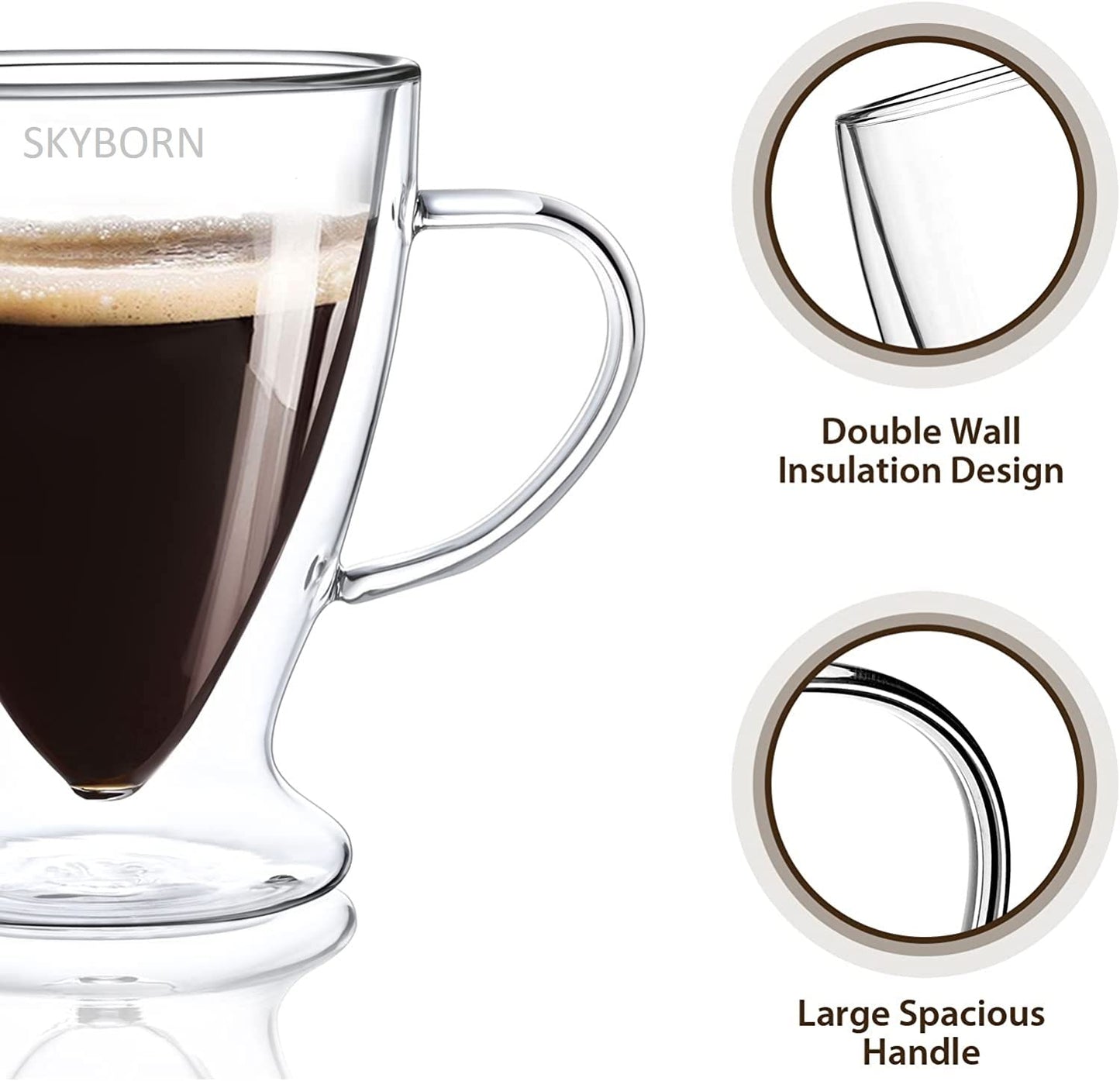 Double Walled Glass Coffee Mugs - 300ml Pack of 1