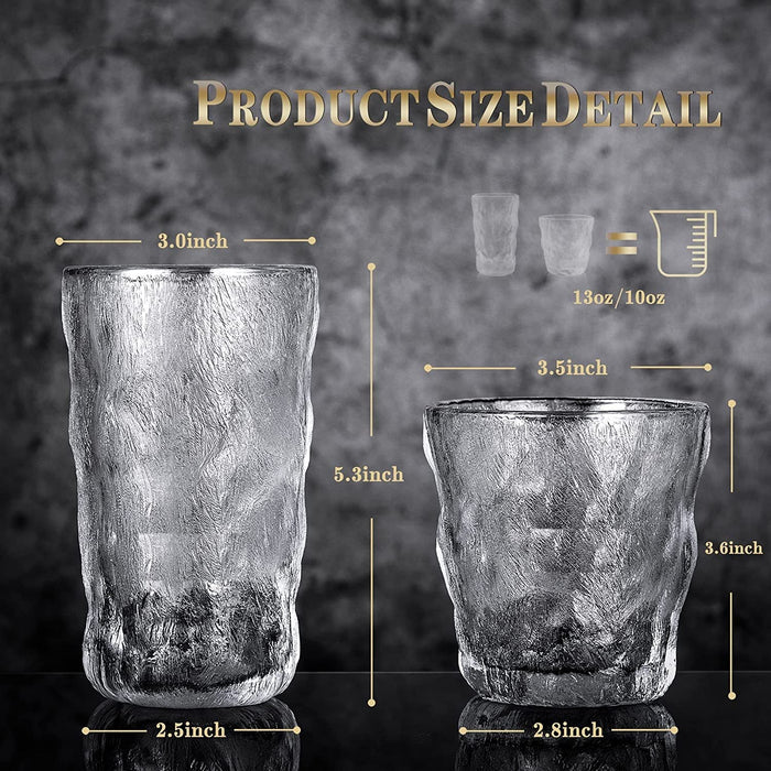 Crystal Ice long Whiskey Glass - 310 ML(Pack Of 6)