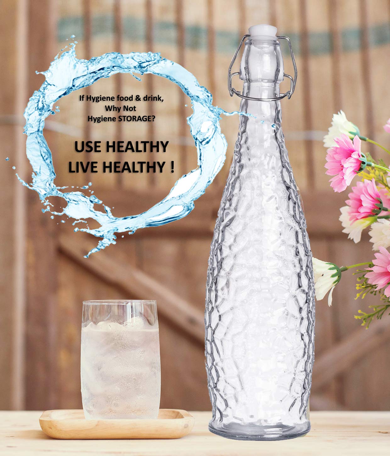 FROST WATER BOTTLE GLASS (1LTR)(1Pcs)