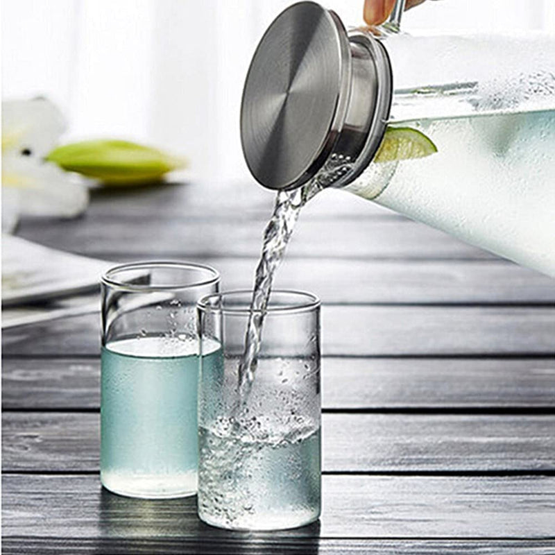 Glass Water Jug with a steel Lid  (1.8 Ltr) (1 Pcs)