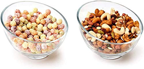 Glass Slant Cut Dry Fruit Bowl (6.5 INCH) (1 Pcs)