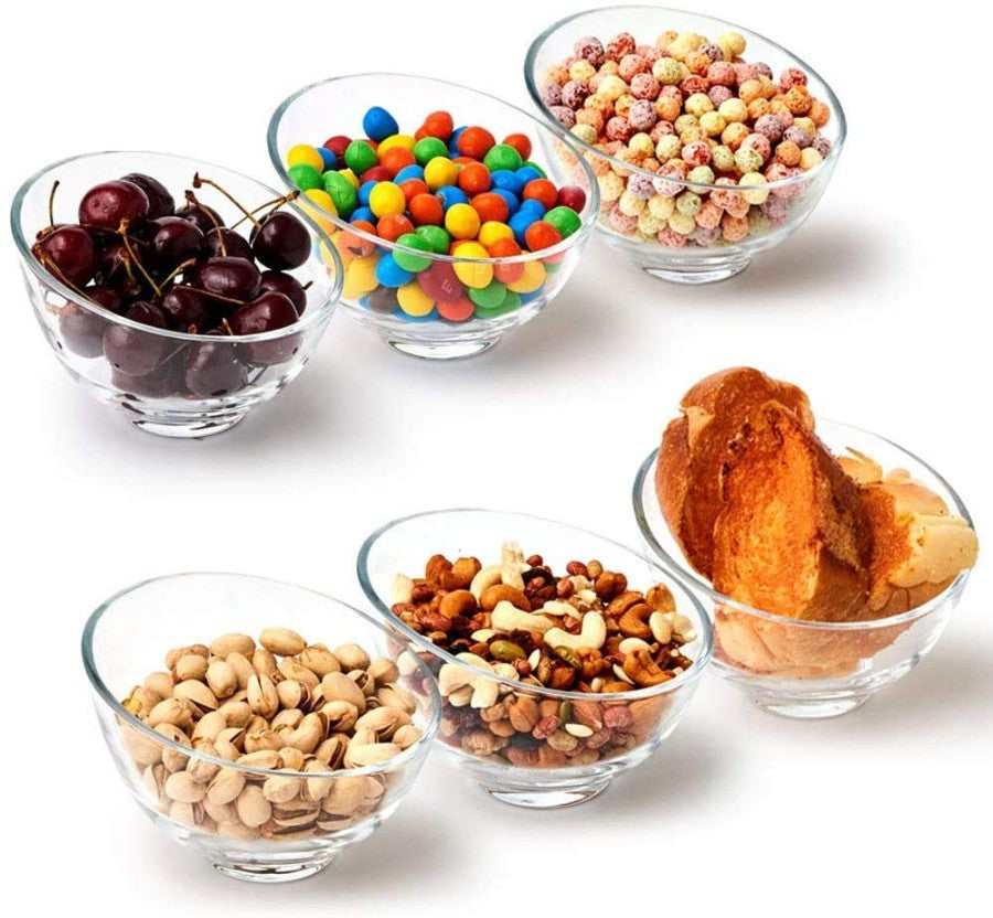 Glass Slant Cut Dry Fruit Bowl (6.5 INCH) (1 Pcs)