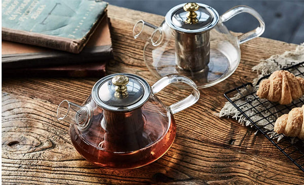 Glass Tea Pot With Stainless Steel Filter & Lid (1000 Ml)