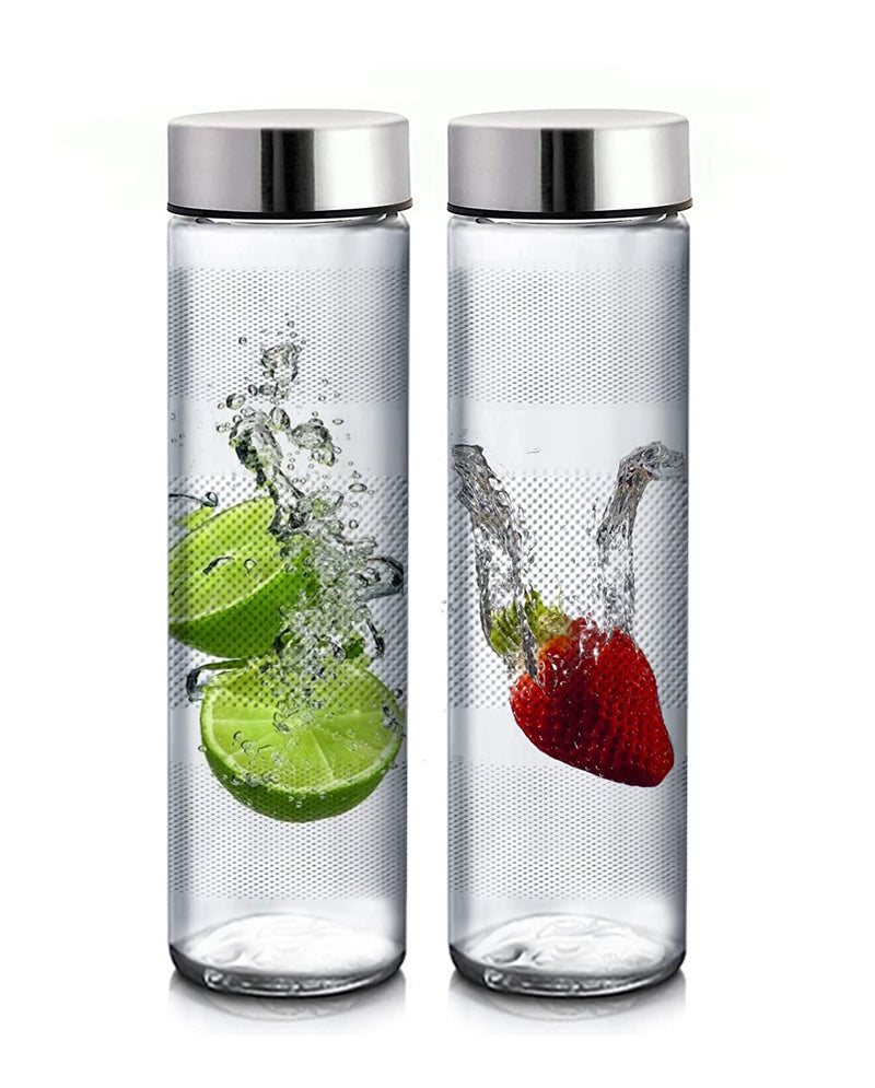 Glass Wide Mouth Water Bottle 750 ML - Pack of 02