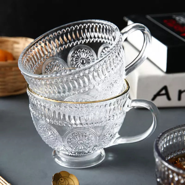 Embossed tea cup - 400ML (Pack Of 2)