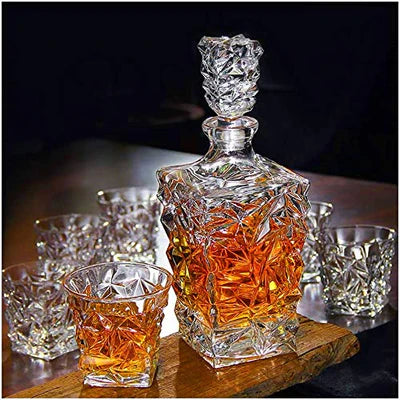 Diamond Cut Whiskey Glass 6, Decanter 1 (Pack Of 7) - 850ML