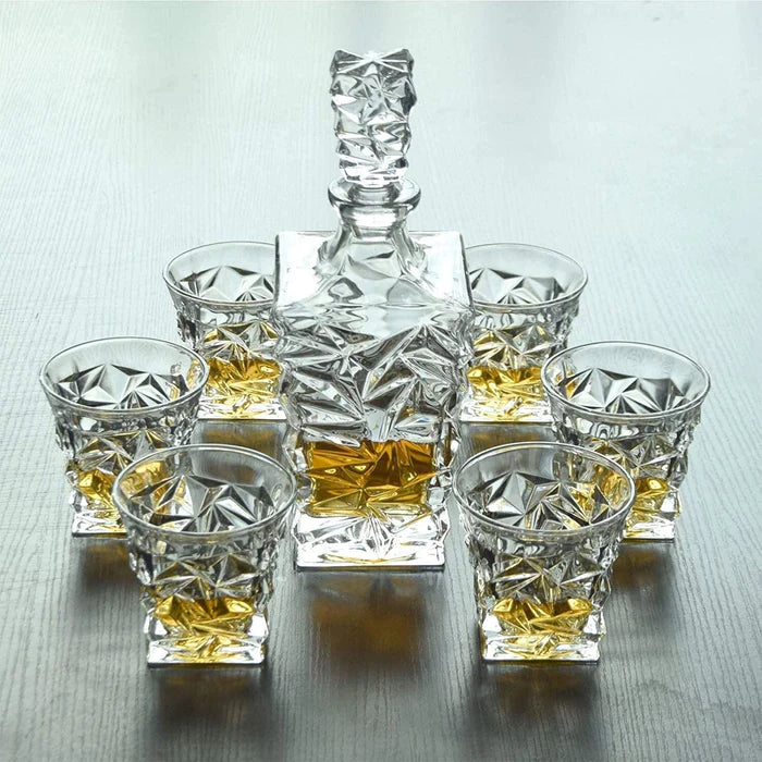 Diamond Cut Whiskey Glass 6, Decanter 1 (Pack Of 7) - 850ML
