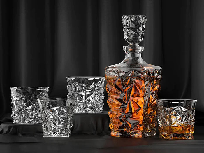 Diamond Cut Whiskey Glass 6, Decanter 1 (Pack Of 7) - 850ML