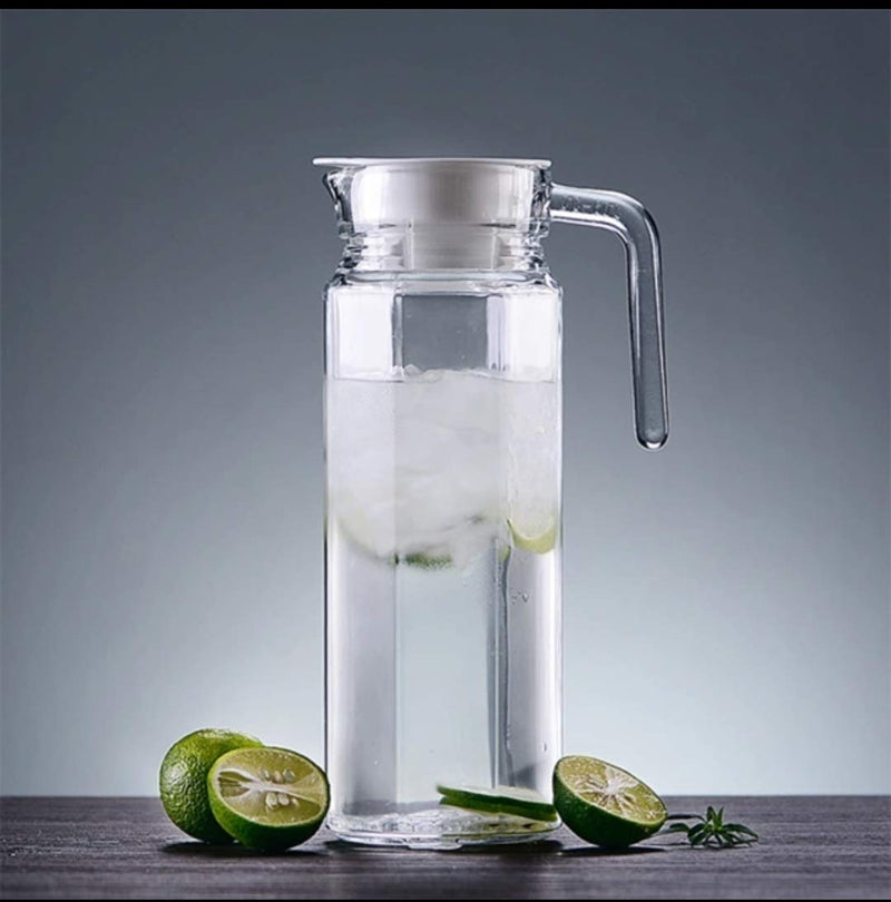 Italian Premium Glass Water Jug with Airtight Lid  (1100ML) (1 Pcs)