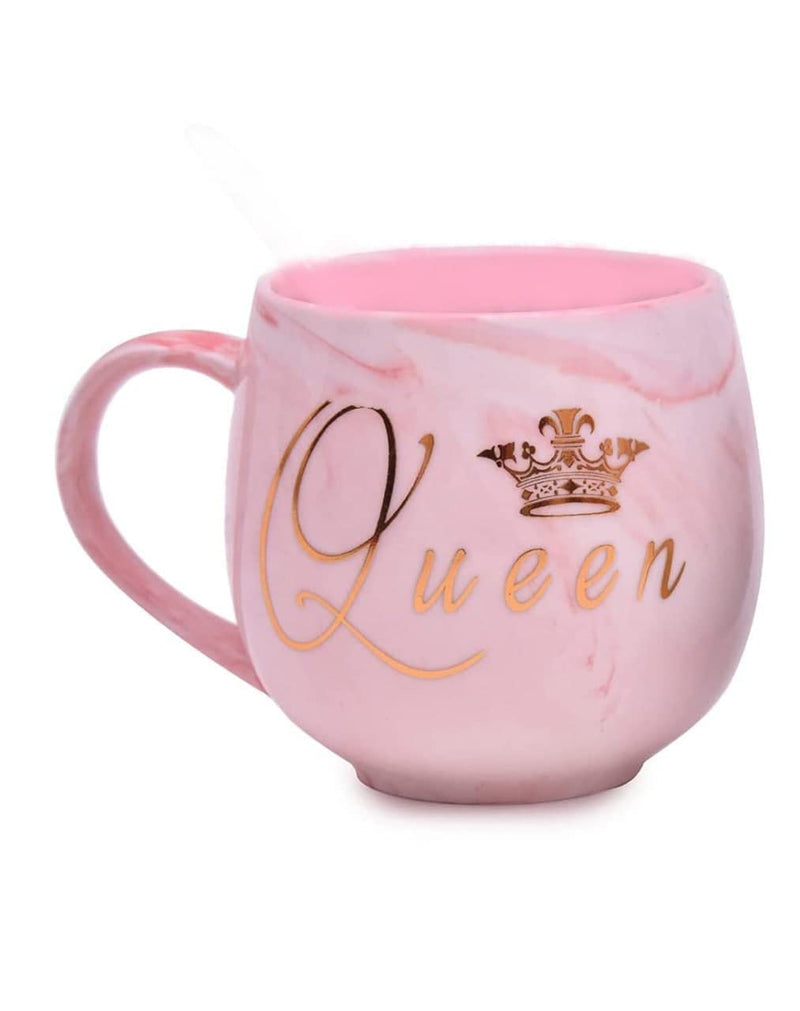 King and Queen Printed Style Ceramic Coffee Mug (350 ML) (Pack Of 2)