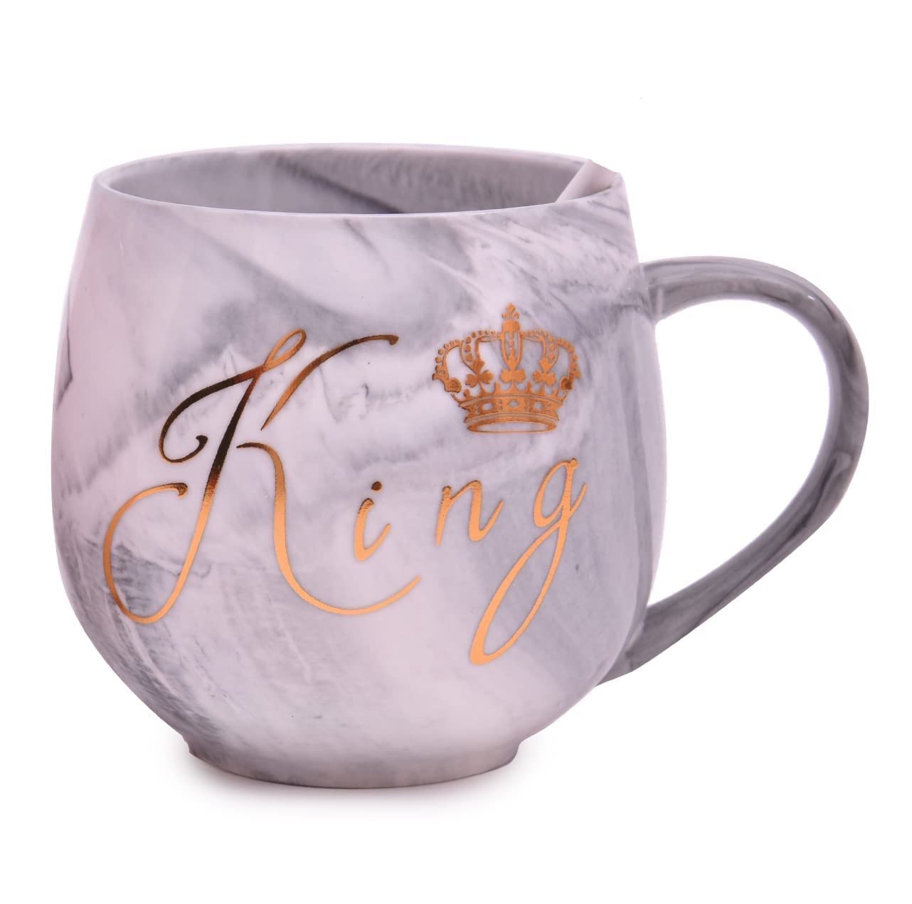 King and Queen Printed Style Ceramic Coffee Mug (350 ML) (Pack Of 2)