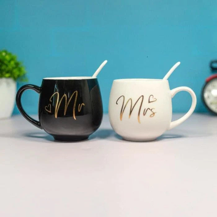 Marble Coffee Cups Set, Black & White Ceramic Coffee Mug