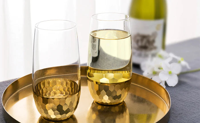 Hammered Brass Plated Glass - 400ML(Pack Of 6)