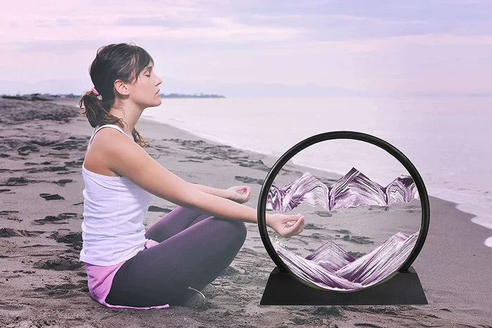 Moving Sand Art, 3D Natural Landscape showpieces for Home Décor, Antique Gifts - Maroon Sky