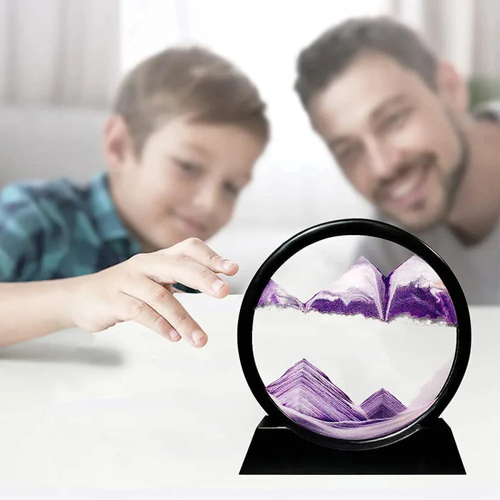 Moving Sand Art, 3D Natural Landscape showpieces for Home Décor, Antique Gifts - Maroon Sky