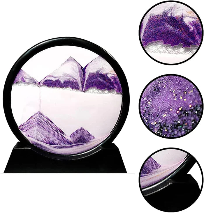 Moving Sand Art, 3D Natural Landscape showpieces for Home Décor, Antique Gifts - Maroon Sky