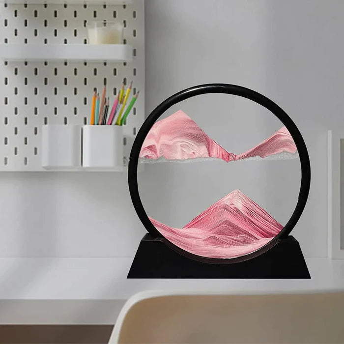 Moving Sand Art, 3D Natural Landscape showpieces for Home Décor, Antique Gifts - Pink Venom