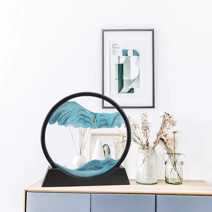 Moving Sand Art, 3D Natural Landscape showpieces for Home Décor, Antique Gifts - Sky Blue