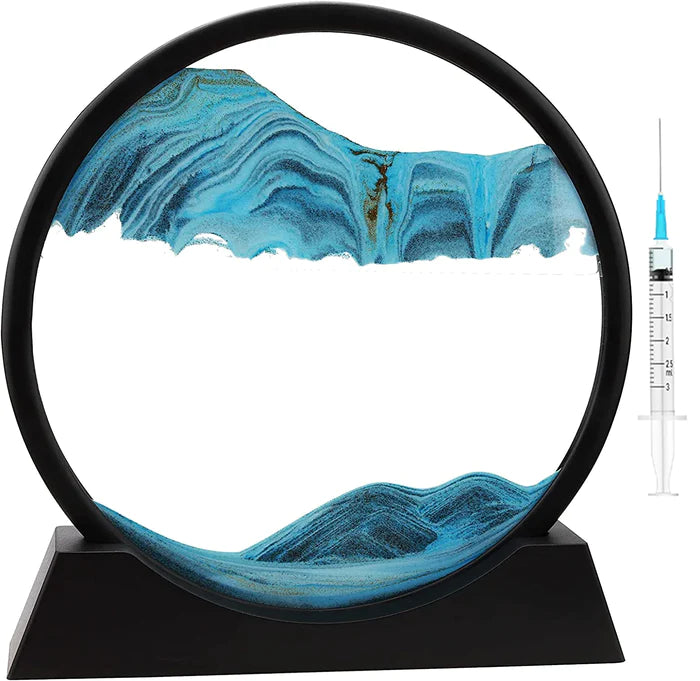 Moving Sand Art, 3D Natural Landscape showpieces for Home Décor, Antique Gifts - Sky Blue