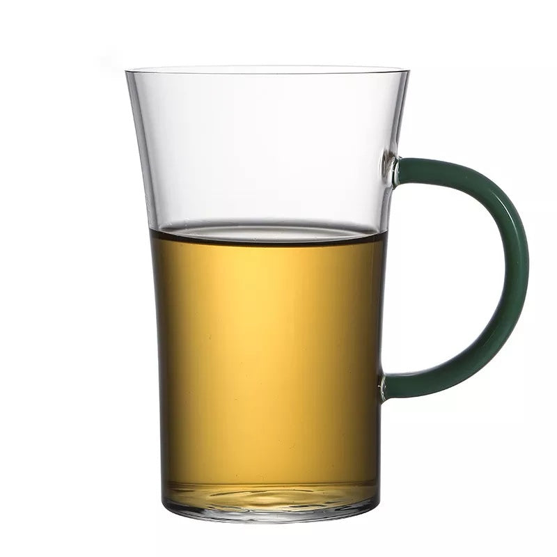 TRANSPARENT GLASS GOLDEN HANDLE MUG - 300ML (Pack Of 6)