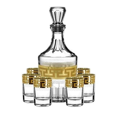 One European Decanter and Six Pcs Glasses Set