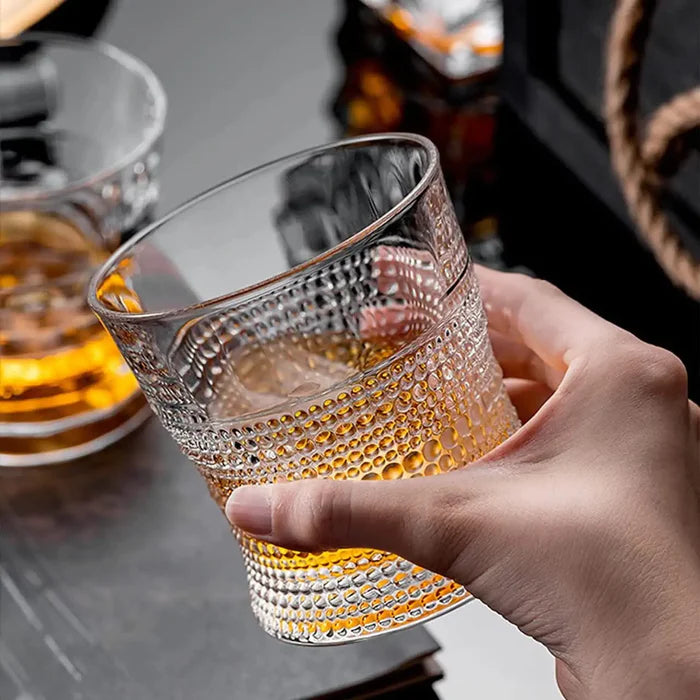 Crystal Dot Whisky Glass - 325 ML(Pack Of 6)