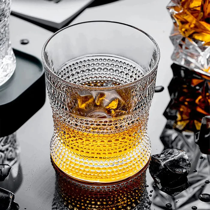 Crystal Dot Whisky Glass - 325 ML(Pack Of 6)