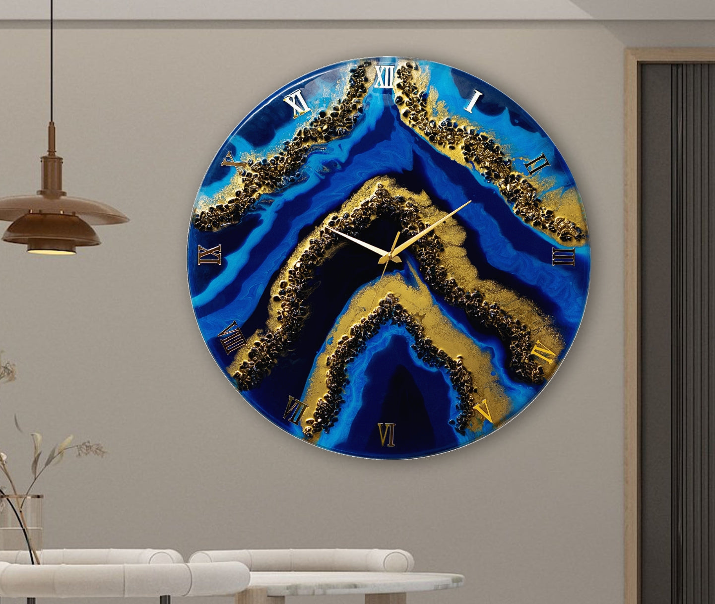 Blue Geode Resin Clock