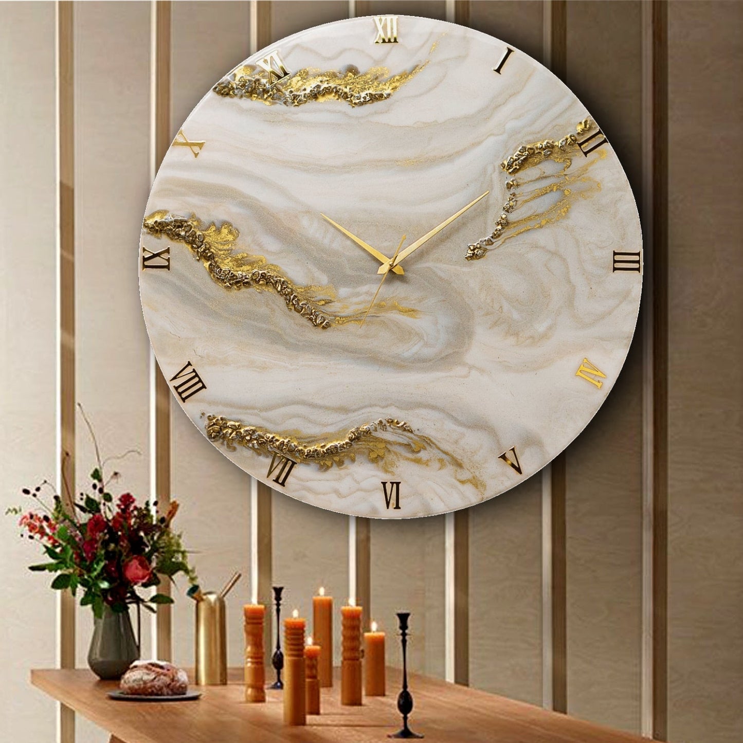 Creamy Desert Resin Clock